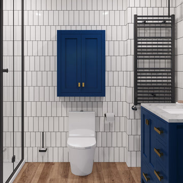 Madison 33" Solid Hardwood Medicine Cabinet in Blue/Chrome by Water Creation – unspecified, Wood, Blue, Model MADISON-TT-MB