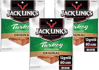 Jack Link's Original Turkey Jerky - 2.85 oz Bag - Ready to Eat Protein Snack - 12g Protein per Serving - Made with 100% Real Turkey (Pack of 3)