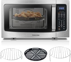 TOSHIBA 4-in-1 Microwave Oven with Air Fryer Combo, 1.5 Cu.Ft, 1000W | Smart Sensor, Convection, Mute Function, Position Memory Turntable, Countertop Use, Silver