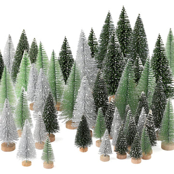 Hatisan Mini Christmas Trees, 30 Pack, Silver Green