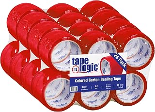 Tape Logic 3 Inch x 55 Yards Red Packing Tape, 2.2 Mil Thick, Pack of 24 Rolls, For Packaging, Shipping, Moving and Color Coding