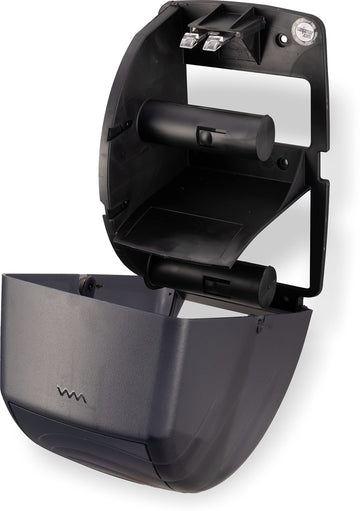 Black Pearl Oceans Duett Standard Bath Tissue Dispenser by San Jamar – 7.91 x 8.03 x 13.03, Plastic, Black, Model R3590TBK