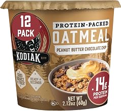Kodiak Cakes Instant Oatmeal Cups, Peanut Butter Chocolate Chip, High Protein, 100% Whole Grains, (12 cups)