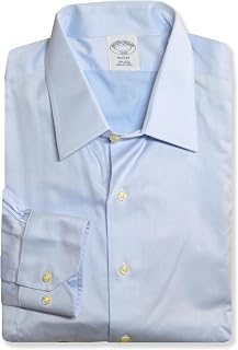 Brooks Brothers Mens Regent Fit Textured Cotton Dress Shirt, (105600 Blue 17.5" Neck, 32/33" Sleeves)