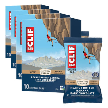 Energy Protein Bars - Peanut Butter Banana with Dark Chocolate - Made with Organic Oats - Energy Bars - Non-GMO - 10 Count (Pack of 4) by CLIF Bar – 10 Count (Pack of 4)