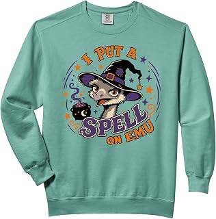 I Put A Spell On Emu Funny Halloween Pun Comfort Colors Adult Sweatshirt