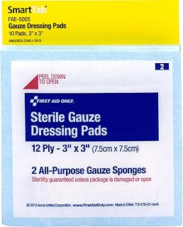 First Aid Only Sterile Gauze Dressing Pads, 3 x 3, 5 Count