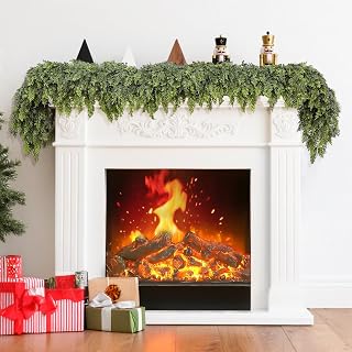 6 Ft Cedar Christmas Garland, Faux Real Touch Greenery Pine Garland for Indoor, Table, Mantel, Wall, Stairs Railing, Artificial Plant Winter Holiday Decor Outdoor Christmas Decorations