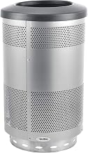 Global Industrial Indoor/Outdoor Perforated Steel Round Trash Can with Flat | Open Lid, 20 Gallon Capacity, Plastic Removable Liner, 15-1/2" Diameter x 34-1/4"H, Silver