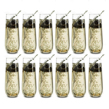 Stemless Champagne Flute Glasses by Libbey – 12 Count (Pack of 1), 0.25 liters, Glass, Clear, Pack of 12
