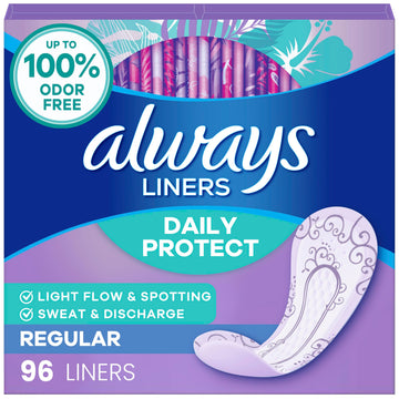 Panty Liners for Women Daily Protect Liners by Always – Regular, Polyethylene