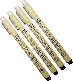 Sakura Pigma Micron 005 Black Pen 0.2mm Line Width Pack of 4 (005)
