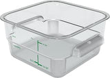 Carlisle FoodService Products Squares Square Food Storage Container with Stackable Design for Catering, Buffets, Restaurants, Polycarbonate (Pc), 2 Quarts, Clear