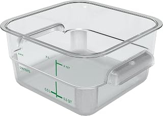 Carlisle FoodService Products Squares Square Food Storage Container with Stackable Design for Catering, Buffets, Restaurants, Polycarbonate (Pc), 2 Quarts, Clear