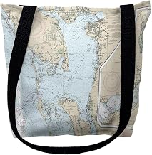 Betsy Drake TY11426M 16 x 16 in. Charlotte Harbor Florida Nautical Map Tote Bag - Medium