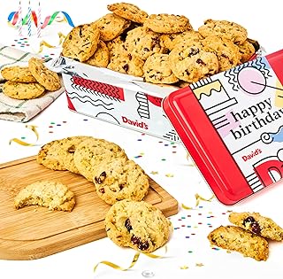 David's COOKIES Happy Birthday Gift Sampler Tin – Crunchy Gourmet Cookies – Bakery Snack Gift for Birthdays, Celebrations and Special Occasions – Pistachio