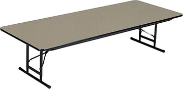 Correll 36"x96" Commercial Duty Adjustable Height Short Folding Table, Savannah Sand High Pressure Laminate Top, Made in The USA (CFA3696PXS-54)