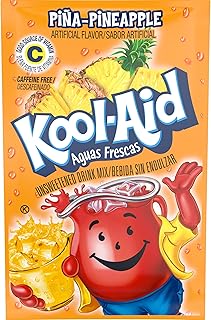 Kool-Aid Aguas Frescas Pina Pineapple Flavored Unsweetened Caffeine Free Powdered Drink Mix, 0.14 oz Packet (Pack of 48)