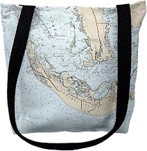 Betsy Drake TY11426SM 16 x 16 in. Sanibell Island Florida Nautical Map Tote Bag - Medium