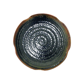 Tenmoku melamine dinnerware collection 7 1/4" lotus shape plate by Thunder Group – Melamine, Black brown, Model 1807TM