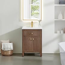 Cerrito 24" Wood Vanity in Brown Oak Ceramic Integrated Sink no Mirror