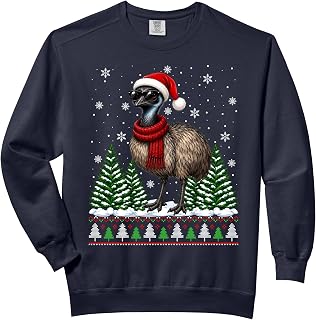 Ugly Xmas Funny Santa Hat Emu Bird Christmas Comfort Colors Adult Sweatshirt