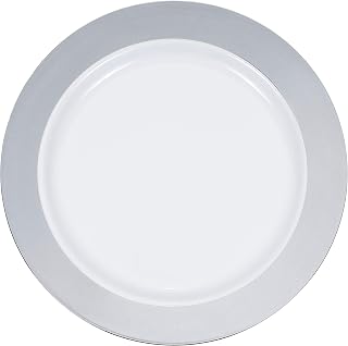 Creative Converting Silver Rim Plastic Dessert Plates, 7"