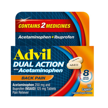 Advil Dual Action Back Pain by HALEON – 18 Count (Pack of 1)