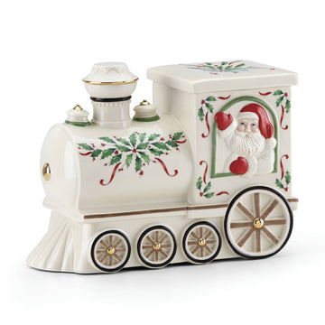 Holiday Santa Train Cookie Jar by Lenox – Porcelain, Ivory, Pack of 2, Model 879342