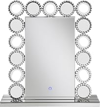 Coaster Home Furnishings Aghes Contemporary Mirrored Table Top Rectangular Vanity Mirror LED Hollywood Mirror Silver 961624