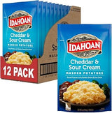 Idahoan Cheddar & Sour Cream Mashed Potatoes, Naturally Gluten-Free, 100% Real Idaho Potatoes, 4 servings per bag, 4 ounce (Pack of 12)