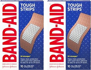 Band-Aid Brand Sterile Tough Strips Adhesive Bandages for First Aid & Wound Care, Durable Protection & Comfort for Minor Cuts & Scrapes, Heavy-Duty Fabric Bandages, Extra Large, 10 ct (Pack of 2)