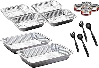 Buffet Refill Kit With Chafing Fuel, 14 Piece | Includes 2 full-size refill kits with 2 water pans, 4 half-size food pans, 4 cans of Sterno Canned Heat, 2 spoons, 2 forks