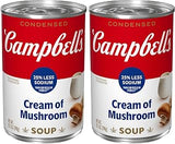 Campbell's Condensed 25% Less Sodium Cream of Mushroom Soup, 10.5 Ounce Can (Pack of 2)