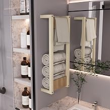 12" Ambia Wall Tower Rack, Natural Oak - Bathroom – Bathroom Storage Solution for Bathroom, Bedroom & Hallway Organization