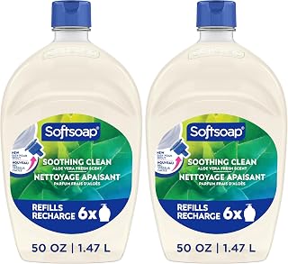 Softsoap Soothing Clean Liquid Hand Soap with New Easy Pour Spout, Kitchen and Bathroom Hand Soap, Aloe Vera Fresh Scent, 50 fl oz Refill (Pack of 2)
