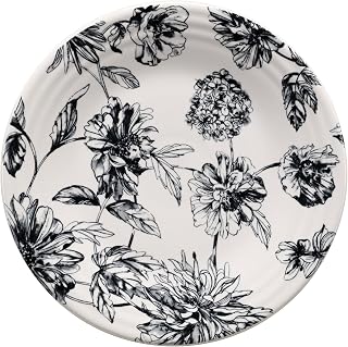 9 Inch Round Black Classic Rim Floral Luncheon Plate by Fiesta