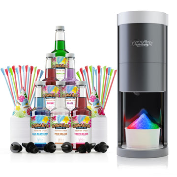 Syrup Assortment with 6 Flavors and Acessories bundled with HomePro Shaved Ice Machine Includes Tiger’s Blood by Hawaiian Shaved Ice – 16 oz, Pack of 7