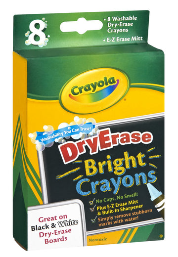 Dry Erase Bright Crayons 8 CT (Pack of 12) by Crayola – 12 Count (Pack of 1), bright, Pack of 12, Model 517569