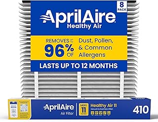 Genuine AprilAire 410 Replacement Filter for AprilAire Whole House Air Purifiers - MERV 11, Clean Air & Dust, 16x25x4 Air Filter (Pack of 8)
