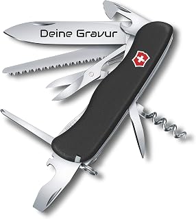 Victorinox Outrider Pocket Knife With Blade Engraving Request I Gift for Men Women I For Birthday I Swiss Personalized With 14 Functions 2163 - Black, 111 x 31 x 21.5 mm