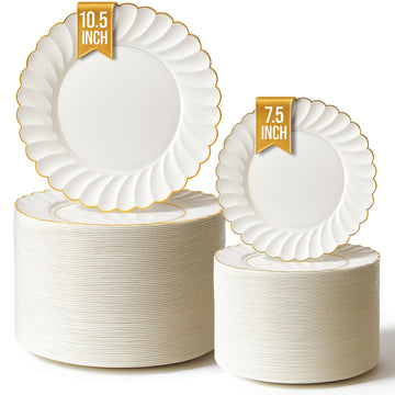 100 Pack by Stock Your Home – 100 Count, Plastic, Ivory & Gold, Pack of 100, Model Stock Your Home 3733