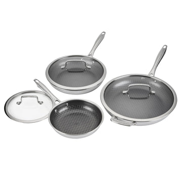Skillet Set PurelySear Hybrid Tri-Ply Stainless Steel 6 Pc by Cuisinart – Assorted, Stainless Steel, Model FTPS22-6