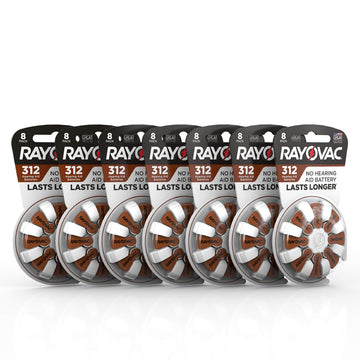 Hearing Aid Batteries Size 312 for Advanced Hearing Aid Devices by Rayovac – 8 Count (Pack of 7), Pack of 7, Model BD15516