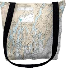 Betsy Drake TY13288SPM 16 x 16 in. Southport - Pemaquid Maine Nautical Map Tote Bag - Medium