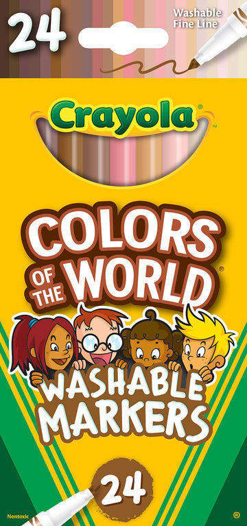 Colors of the World Markers 24 Count by Crayola – 24 Count (Pack of 1), Plastic, Multi, Model 587810