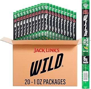 Jack Link's WILD Spicy Dill Pickle Meat Sticks - (20 Pack) 1 oz | Ready to Eat Protein Snacks - 6g Protein per Serving - Meat Snacks
