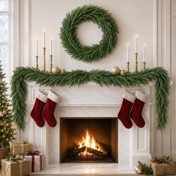 ZUKONROS Norfolk Pine Garland, 6FT Artificial Evergreen, Green 2 Pack