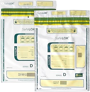 ControlTek SafeLok 9" x 12" White with Pocket, Case of 500, Tamper-Evident Deposit Bags, Outside Reclosable Pocket, Tear-off Receipt + Large Barcodes 585090