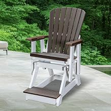 American Furniture Classics Model 516BZWT Fan Back Balcony Glider in Brazilian Walnut on a White Base